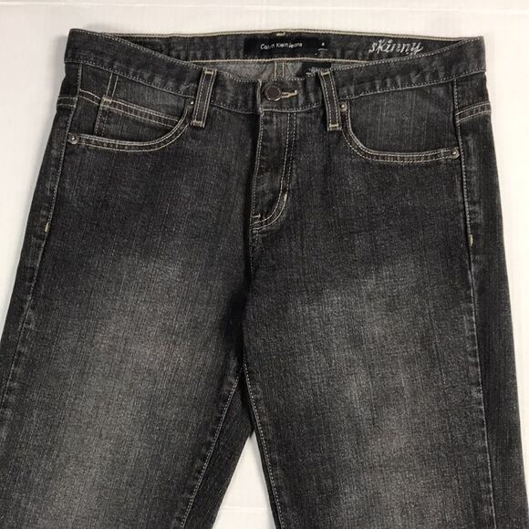 CALVIN KLEIN Black Rinse Stretch Skinny Denim Jeans Size 8x31 (33x30.5) Charcoal - Picture 3 of 12